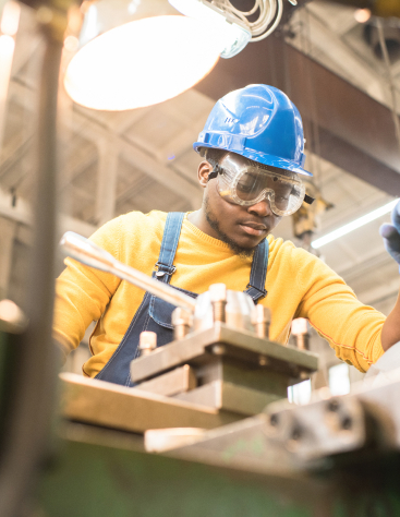 Person with safety gear working